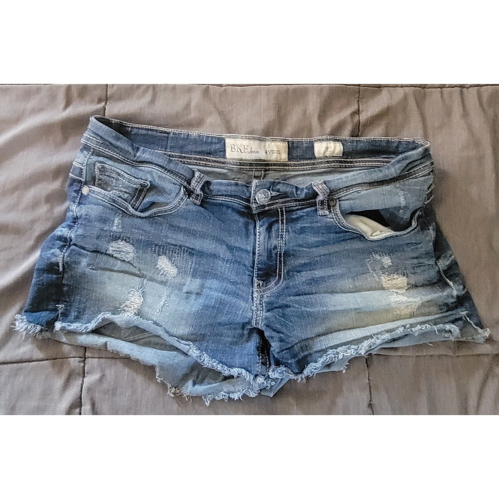 Blue Distressed Denim Shorts